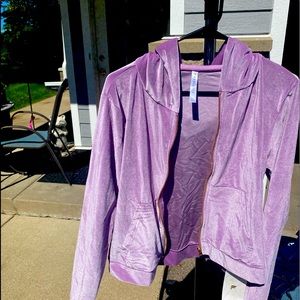 Fabletics Lavender Velour Zip up hoodie